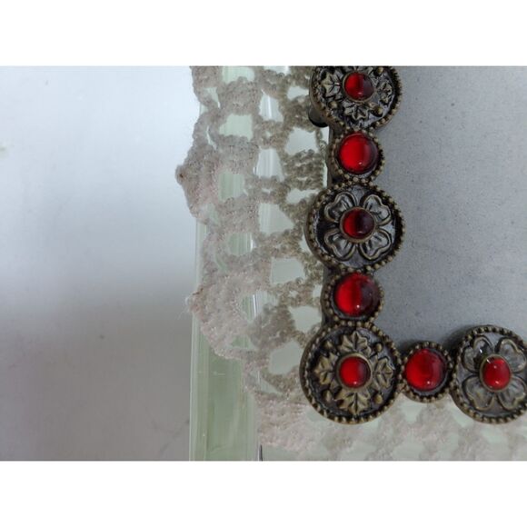 Vintage 5.5"x3.5" Pewter and Red Stones Picture Frame Glamorous and Glitzy - Picture 14 of 14
